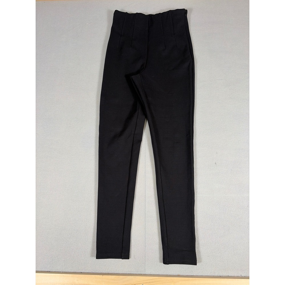 Zara Women Black High Waisted Side Zip Ponte Leggings Trousers 8372/095/800SizeM